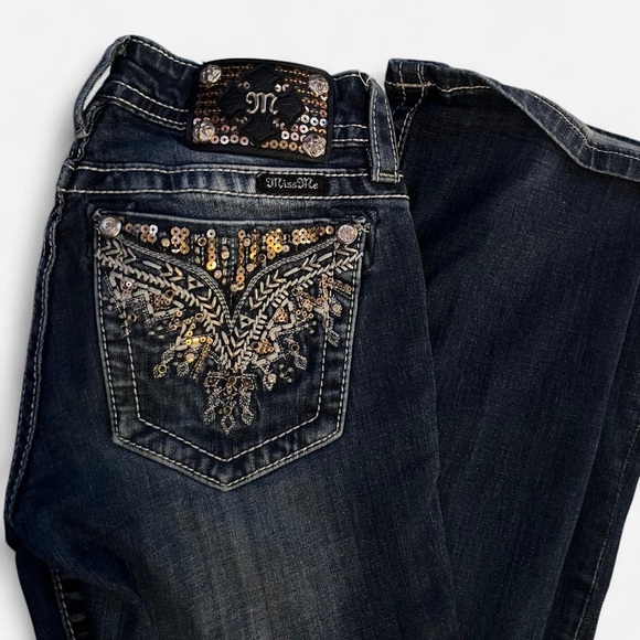 Miss Me Denim - Miss Me Embellished Bootcut Jeans Rhinestone Denim Y2K Fall 25  (item z#J01)